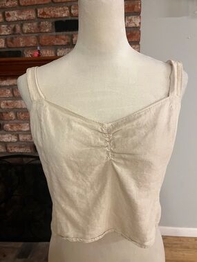 Abercrombie & Fitch Cream Ruched Front Cropped Tank